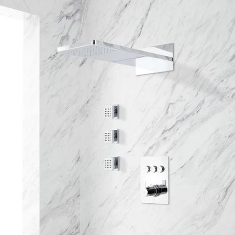 Hollyn Simple Select Thermostatic Shower System with Dual-Function Shower Head & 3 Body Jets