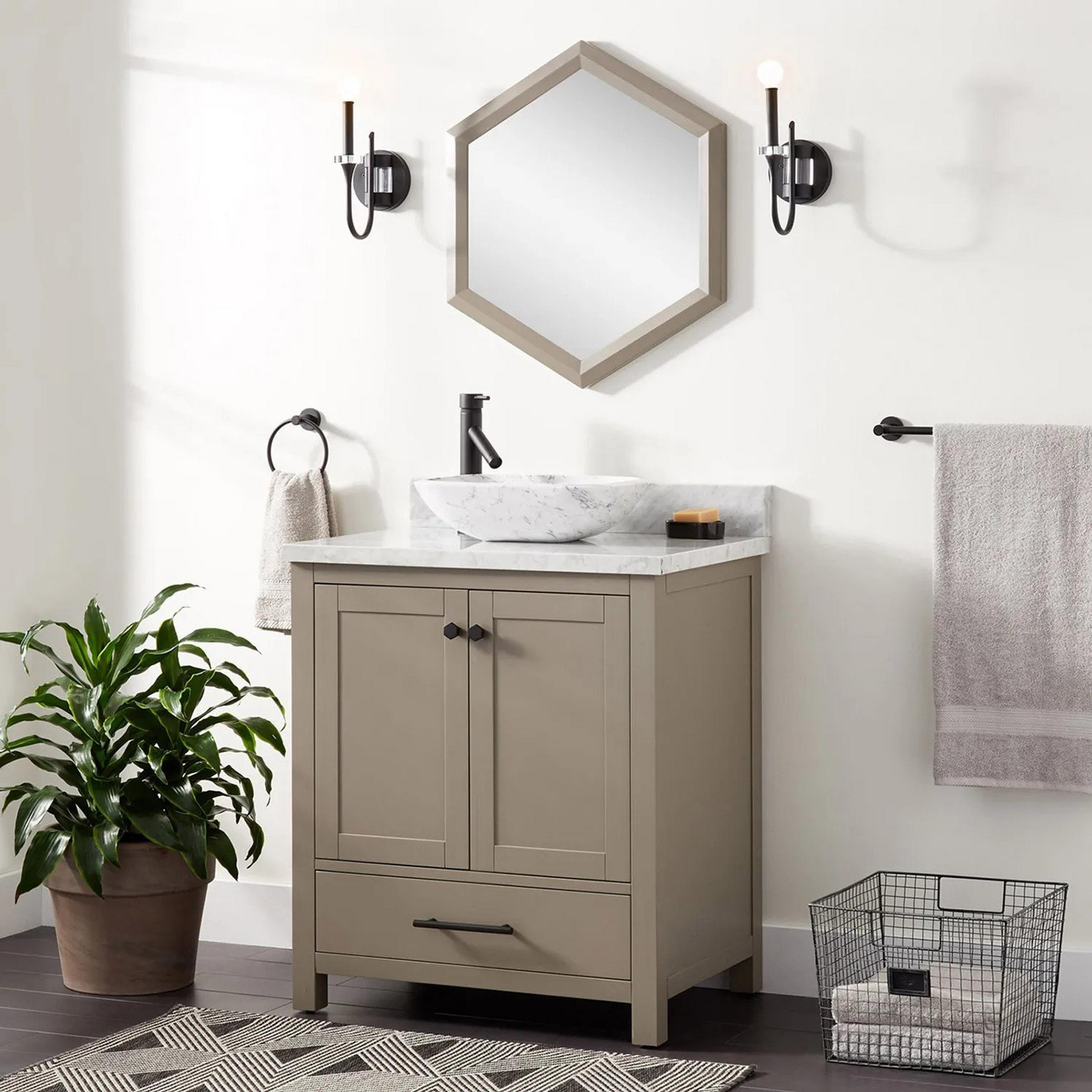 27" Radke Mahogany Vanity Mirror Shoreline Gray Signature Hardware