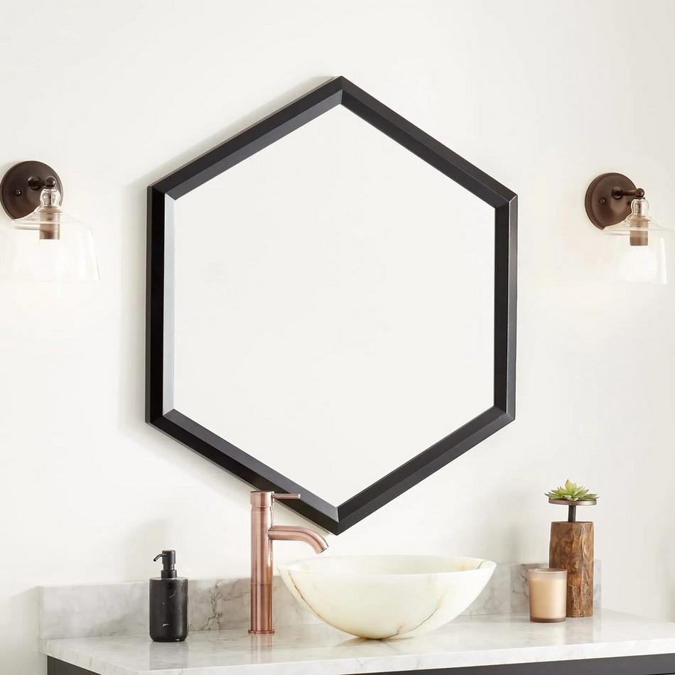 32" Radke Mahogany Vanity Mirror- Black, , large image number 0