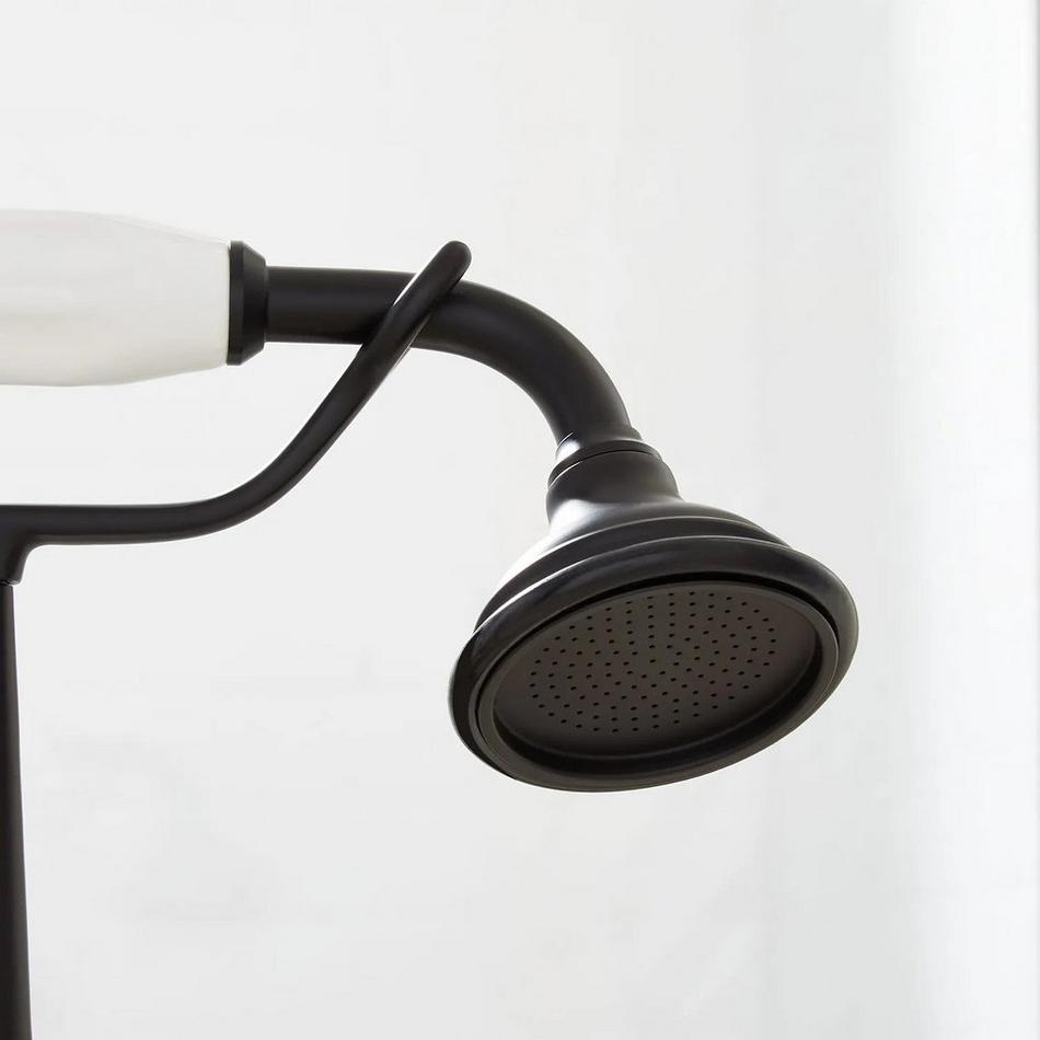 Wall-Mount Telephone Faucet and Hand Shower - Porcelain Lever Handle - Matte Black, , large image number 2