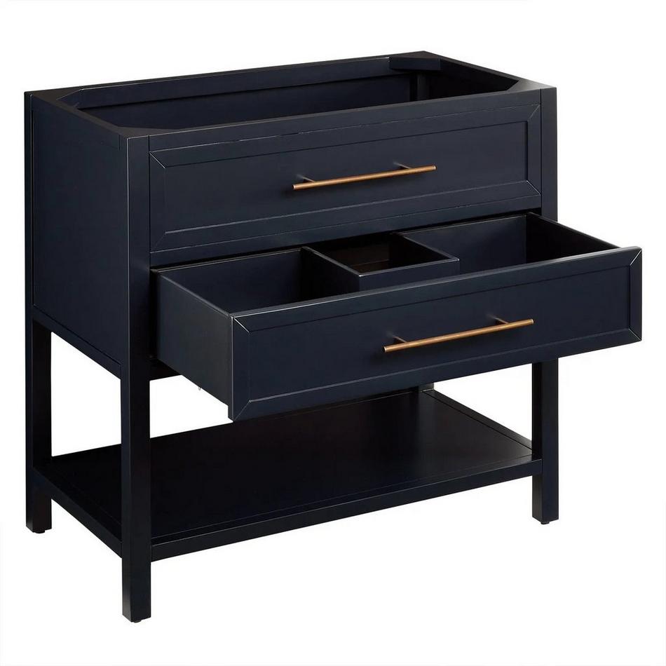 36" Robertson Console Vanity - Midnight Navy Blue - with Rect Undermount Sink-Carrara 0 Faucet Holes, , large image number 2