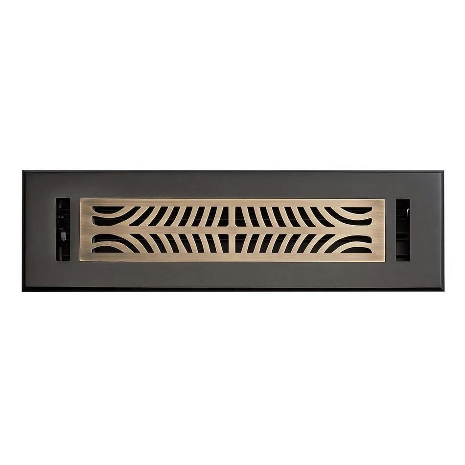 Deeken Brass Floor Register - Black/Antique Brass 2-1/4" x 14" (3-1/2" X 15-1/4" Overall), , large image number 0
