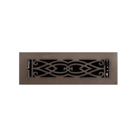 Victorian Brass Floor Register - Polished Brass 2-1/4" x 10" (3-5/8" x 12" Overall)