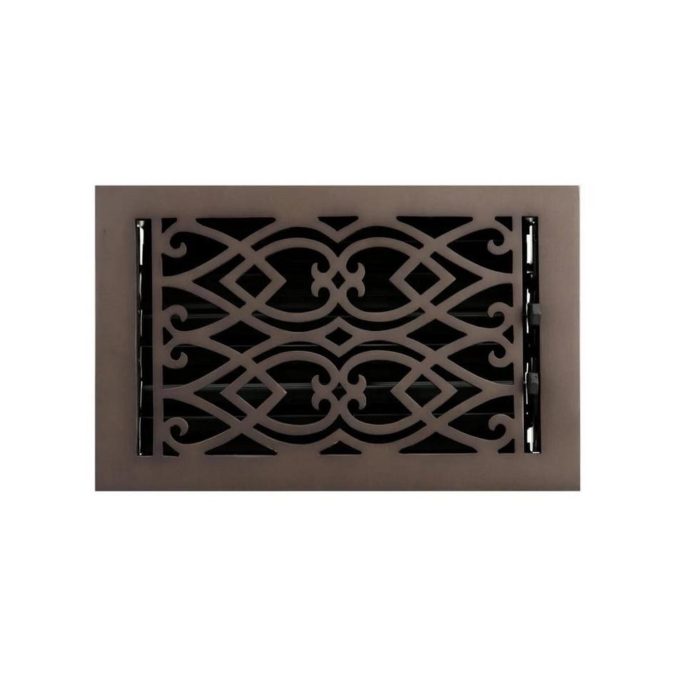 Victorian Brass Floor Register - Antique Brass 6"x10" (7-1/4"x12" Overall), , large image number 0