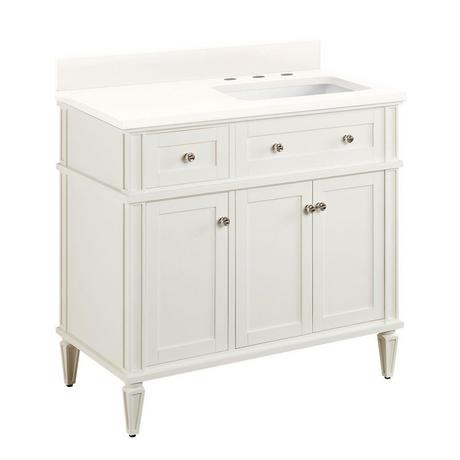 36" Elmdale Vanity for Right Offset Rectangular Undermount Sink - White