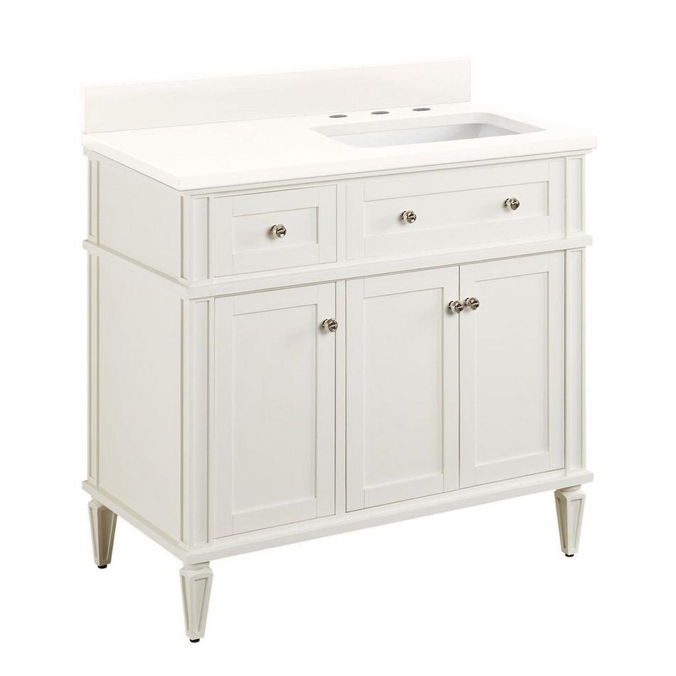 36" Elmdale Vanity for Right Offset Rect Undermount Sink - White - Arctic White Quartz 8" - Sink, , large image number 0