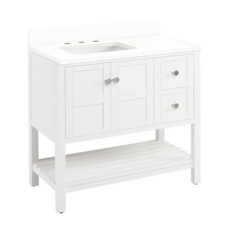 36" Olsen Console Vanity for Left Offset Rectangular Undermount Sink - Soft White