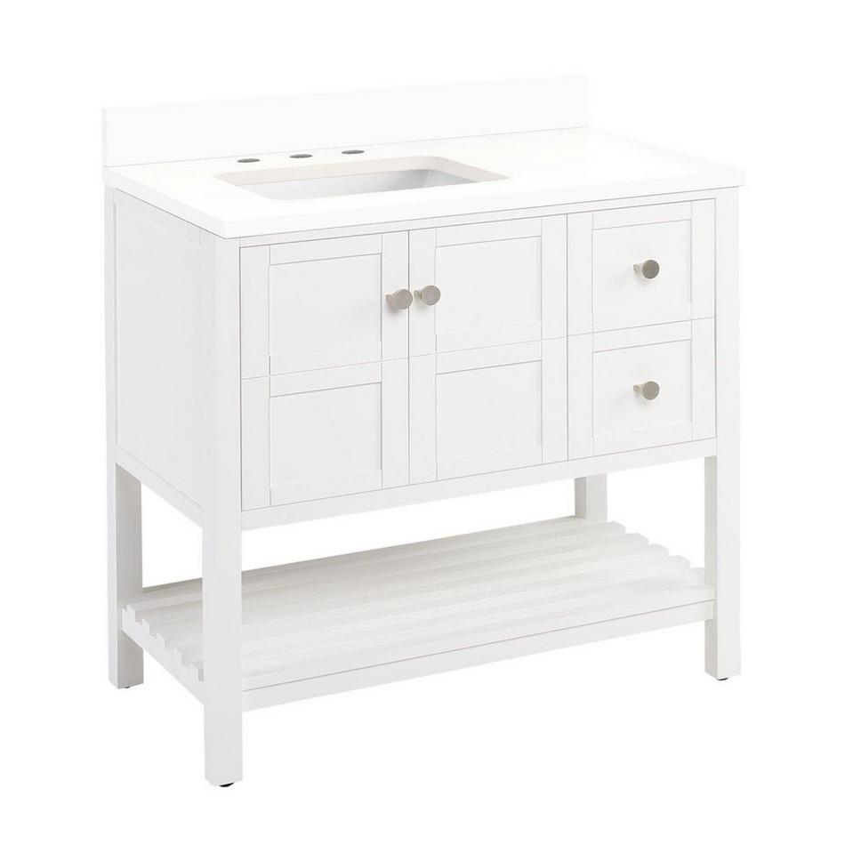 36" Olsen Console Vanity - Soft White - BN Hardware - Undermount - Rectangle - Arctic White - 8", , large image number 0