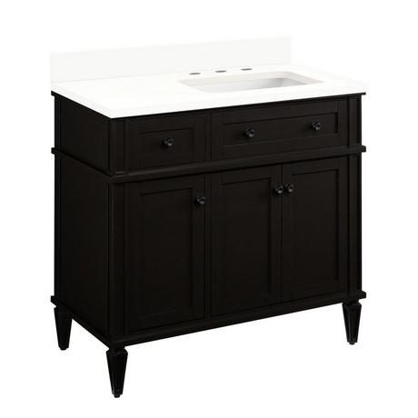 36" Elmdale Vanity for Right Offset Rect Undmnt Sink - Charcoal Black