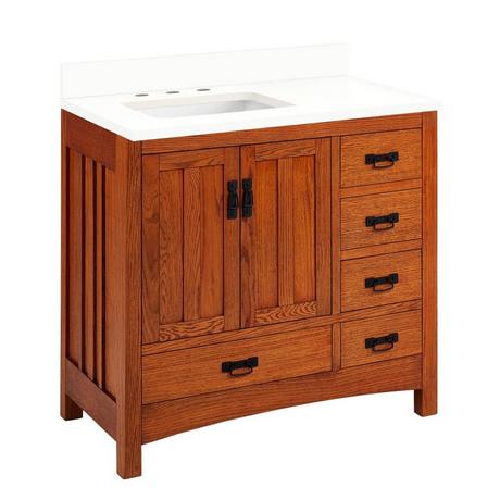 36" Maybeck Vanity - Tinted Oak with Left Offset Rect Undermount Sink