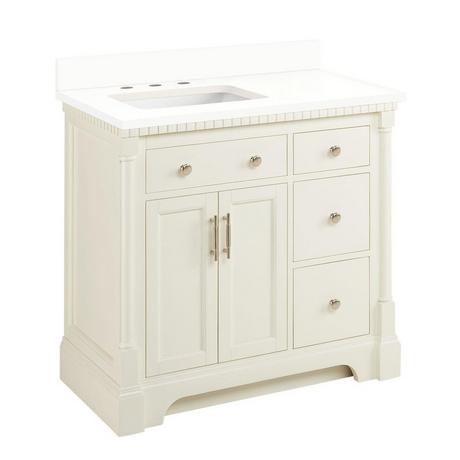 36" Claudia Vanity - White with Left Offset Rectangular Undermount Sink