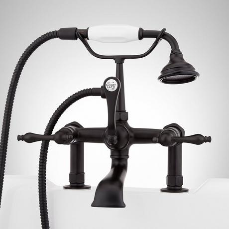 Deck-Mount Telephone Tub Faucet with Lever Handles and Deck Couplers