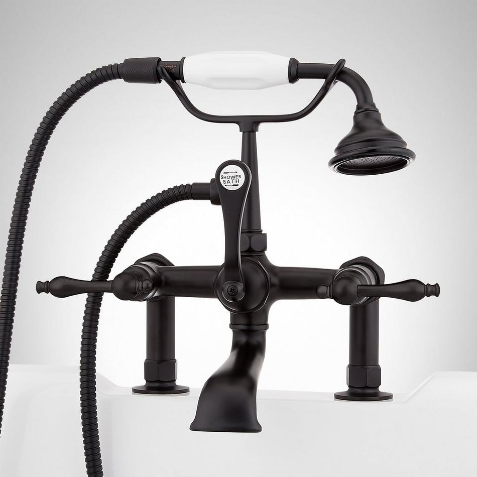 Deck-Mount Telephone Faucet - Lever Handles - 4" Deck Couplers - Matte Black, , large image number 0