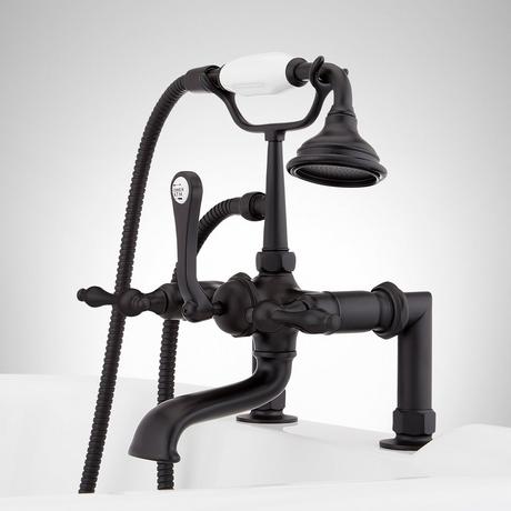 Deck-Mount Telephone Tub Faucet with Lever Handles and Deck Couplers
