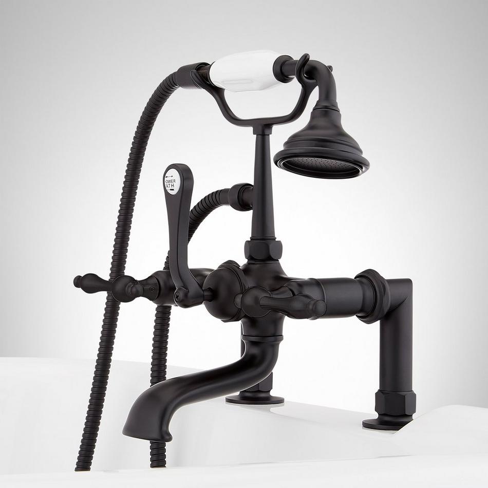Deck-Mount Telephone Faucet - Lever Handles - 4" Deck Couplers - Matte Black, , large image number 1