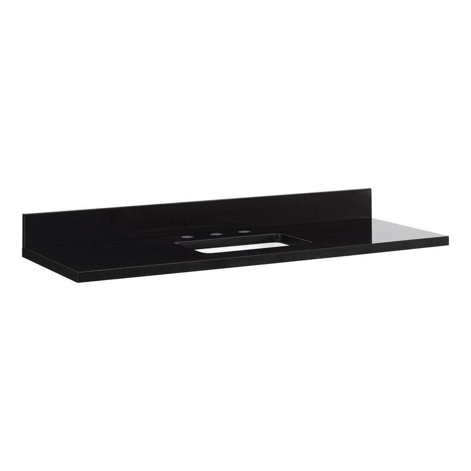 49" x 19" 3cm Narrow Quartz Vanity Top with Rectangular Undermount Sink - Widespread - Carbon Black, , large image number 0