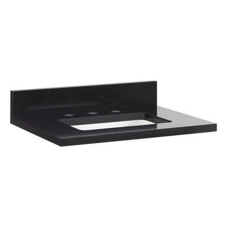 25" x 22" 3cm Quartz Vanity Top with Rectangular Undermount Sink - Carbon Black - Widespread