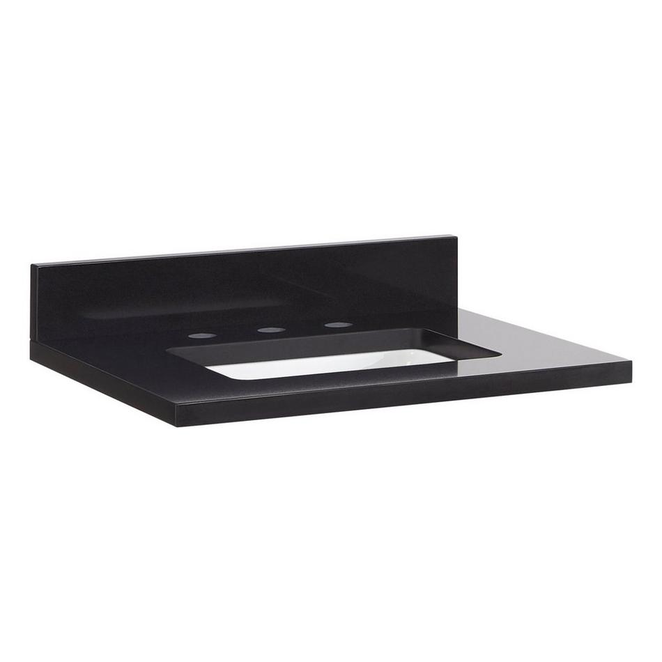 25" x 22" 3cm Quartz Vanity Top with Rectangular Undermount Sink - Carbon Black - Widespread, , large image number 0