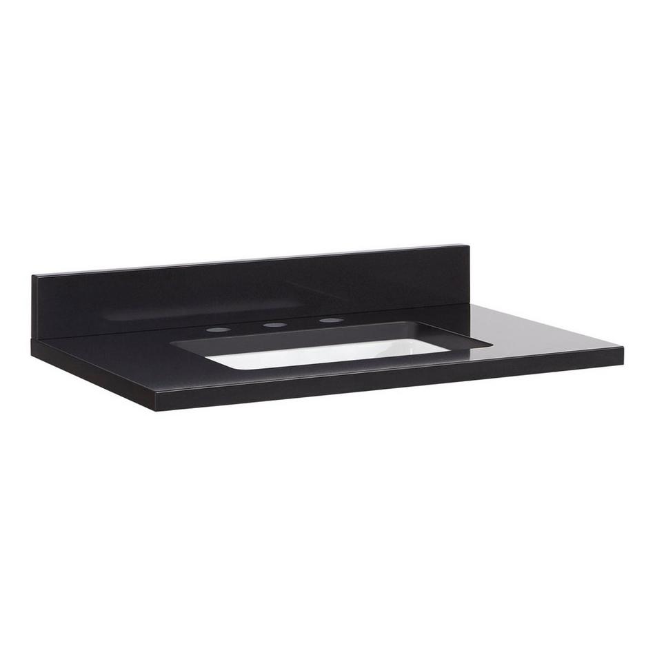 31" x 22" 3cm Quartz Vanity Top with Rectangular Undermount Sink - Carbon Black - Widespread, , large image number 0