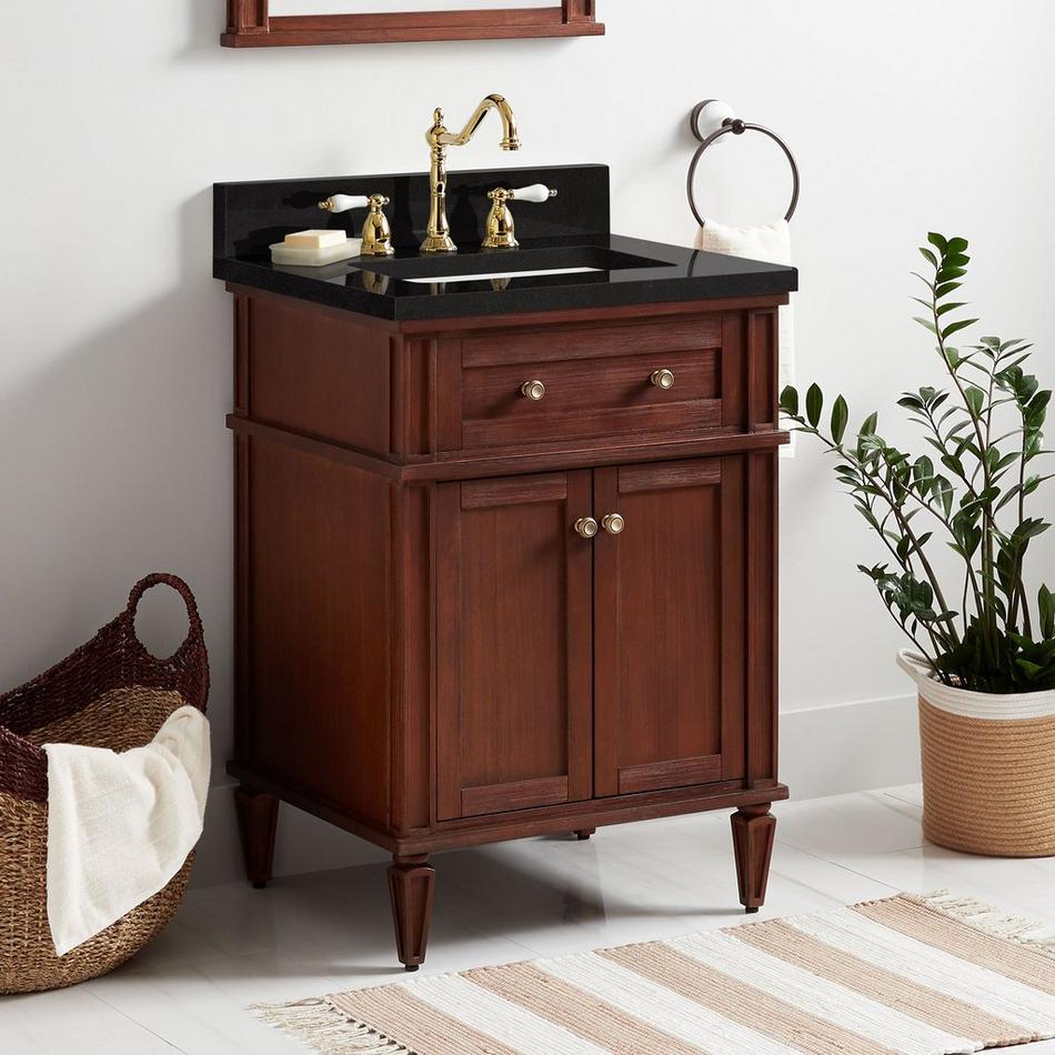 24" Elmdale Vanity for Rectangular Undermount Sink - Antique Brown - Carbon Black 8" - White Sink, , large image number 0