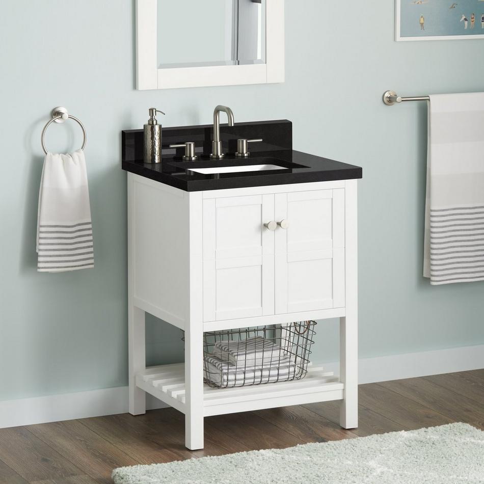 24" Olsen  Vanity  Rect Undmnt  - Soft White - Carbon Black Quartz 8", , large image number 0