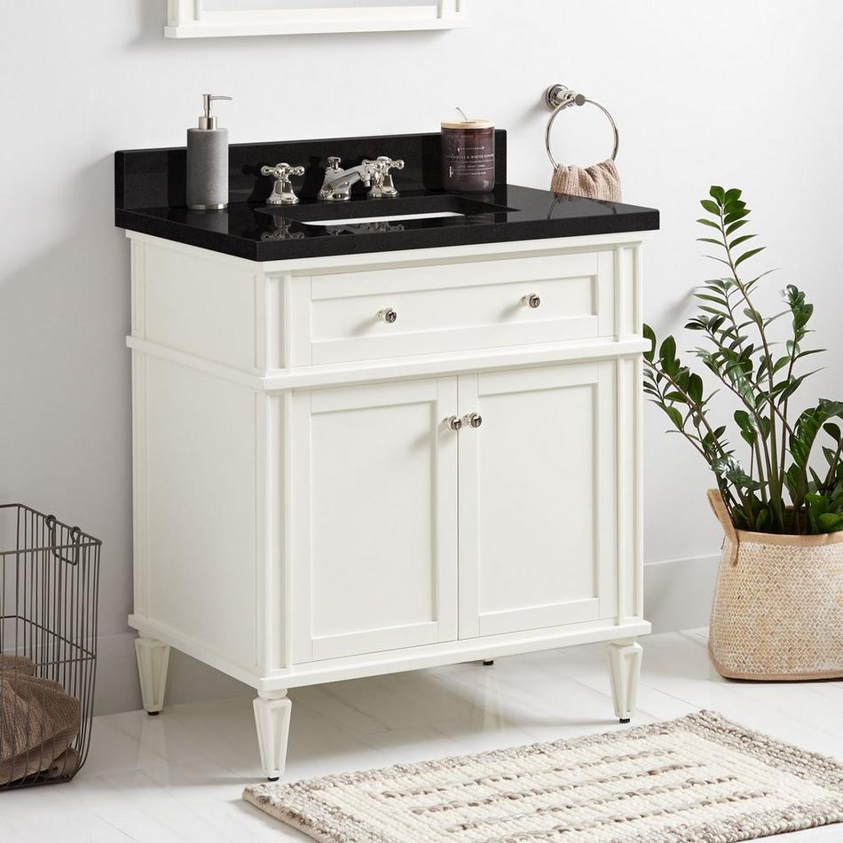 30" Elmdale Vanity for Rect Undermnt Sink - White - Carbon Black Quartz 8" - Sink, , large image number 0