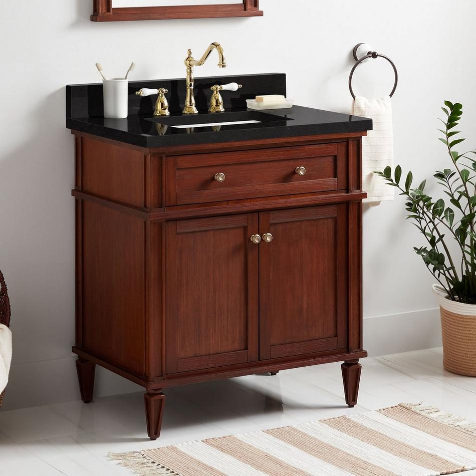 30" Elmdale Vanity for Rectangular Undermount Sink - Antique Brown - Carbon Black 8" - White Sink, , large image number 0