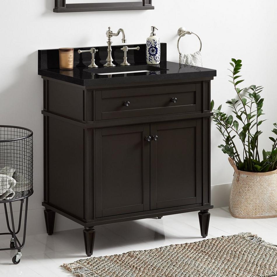 30" Elmdale Vanity for Rectangular Undermount Sink - Charcoal Black - Carbon Black 8" - White Sink, , large image number 0