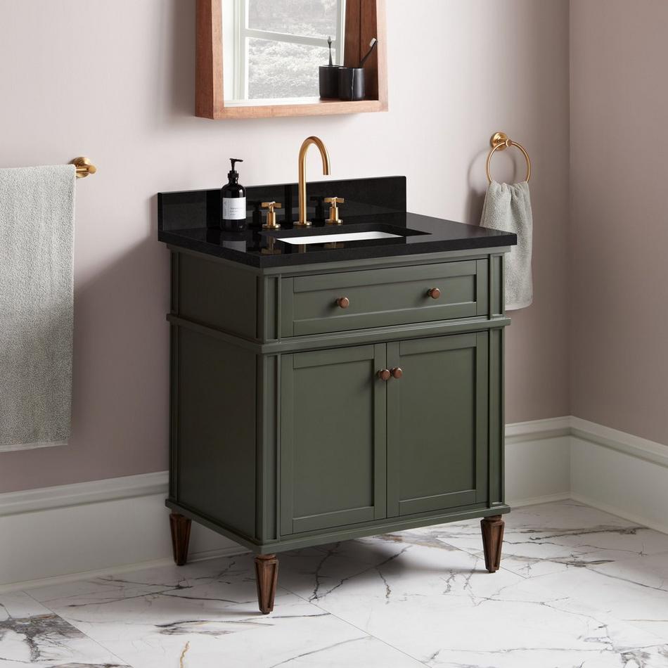 30" Elmdale Vanity with Rectangular Undermount Sink - Dark Olive Green - Carbon Black - Widespread, , large image number 0