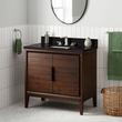 36" Aliso Teak Vanity with Rectangular Undermount Sink - Java - Carbon Black Quartz Widespread, , large image number 0