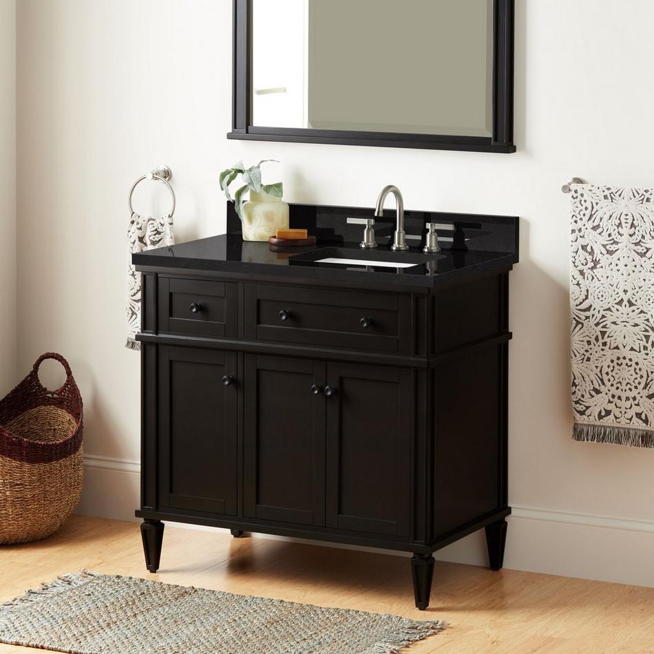36" Elmdale Vanity for Right Offset Rect Undmnt Sink - Charcoal Black - Carbon Black 8" - White Sink, , large image number 0