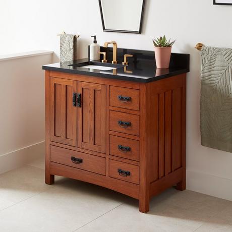 36" Maybeck Vanity - Tinted Oak with Left Offset Rect Undermount Sink