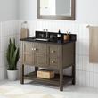 36" Olsen Console Vanity - Ash Brown - BN Hdwe - Undermount - Rectangle - Carbon Black Quartz - 8", , large image number 0