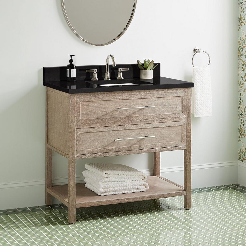 36" Robertson Vanity with Rectangular Undermount Sink - Brushed White - Carbon Black - Widespread, , large image number 0