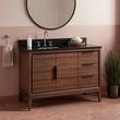 48" Aliso Teak Vanity for Left Offset Rectangular Undermount Sink - Java - Carbon Black 8" - White, , large image number 0