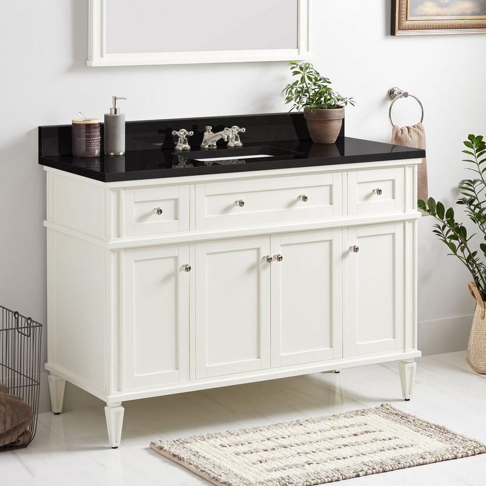 48" Elmdale Vanity for Rect Undermnt Sink - White - Carbon Black Quartz 8" - Sink, , large image number 0