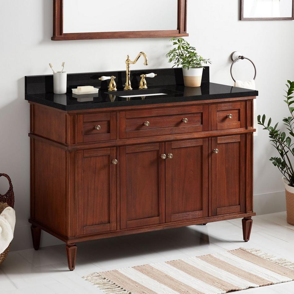 48" Elmdale Vanity for Rectangular Undermount Sink - Antique Brown - Carbon Black 8" - White Sink, , large image number 0