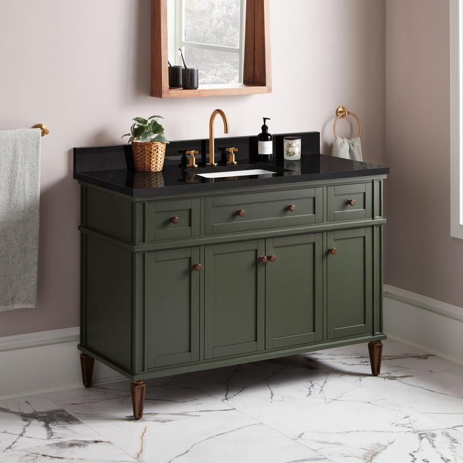 48" Elmdale Vanity with Rectangular Undermount Sink - Dark Olive Green - Carbon Black - Widespread, , large image number 0
