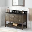 48" Olsen Console Vanity - Ash Brown - BN Hardware - Carbon Black Quartz Widespread, White RUM Sink, , large image number 0