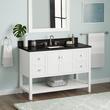 48" Olsen Console Vanity - Soft White - BN Hardware - Carbon Black Quartz Widespread, White RUM Sink, , large image number 0