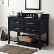 48" Robertson Mahogany Console Vanity - Midnight Navy Blue - Carbon Black Quartz 8" Holes - RUM Sink, , large image number 0