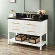48" Robertson Vanity Cabinet - Bright White - Carbon Black Quartz 8" Holes - RUM Sink, , large image number 0