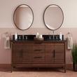 60" Aliso Teak Double Vanity for Rect Undermount - Java - Carbon Black Quartz 8" - White Sinks, , large image number 0