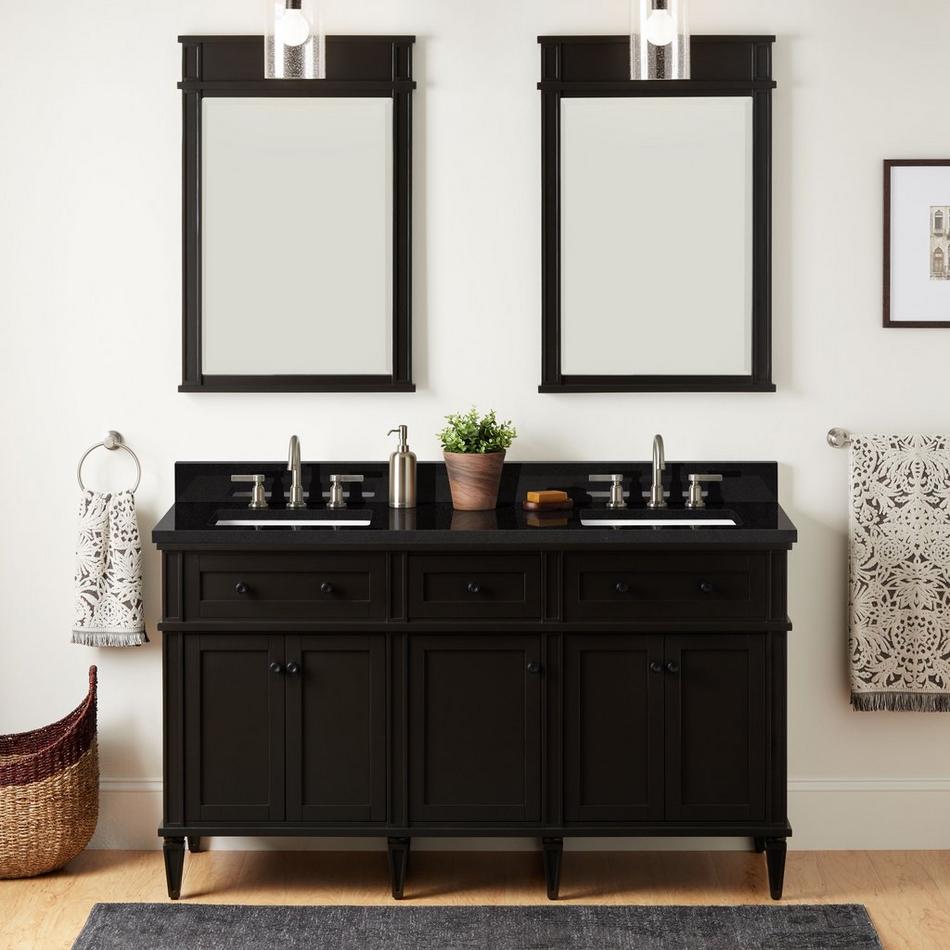60" Elmdale Double Vanity with Rectangular Undermount Sinks - Charcoal Black - Carbon Black - 8", , large image number 0