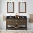 60" Olsen Double Console Vanity - Ash Brown - BN HW - Carbon Black Widespread, White RUM Sinks, , large image number 0