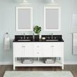 60" Olsen Double Console Vanity - Soft White - BN HW - Carbon Black Widespread, White RUM Sinks, , large image number 0