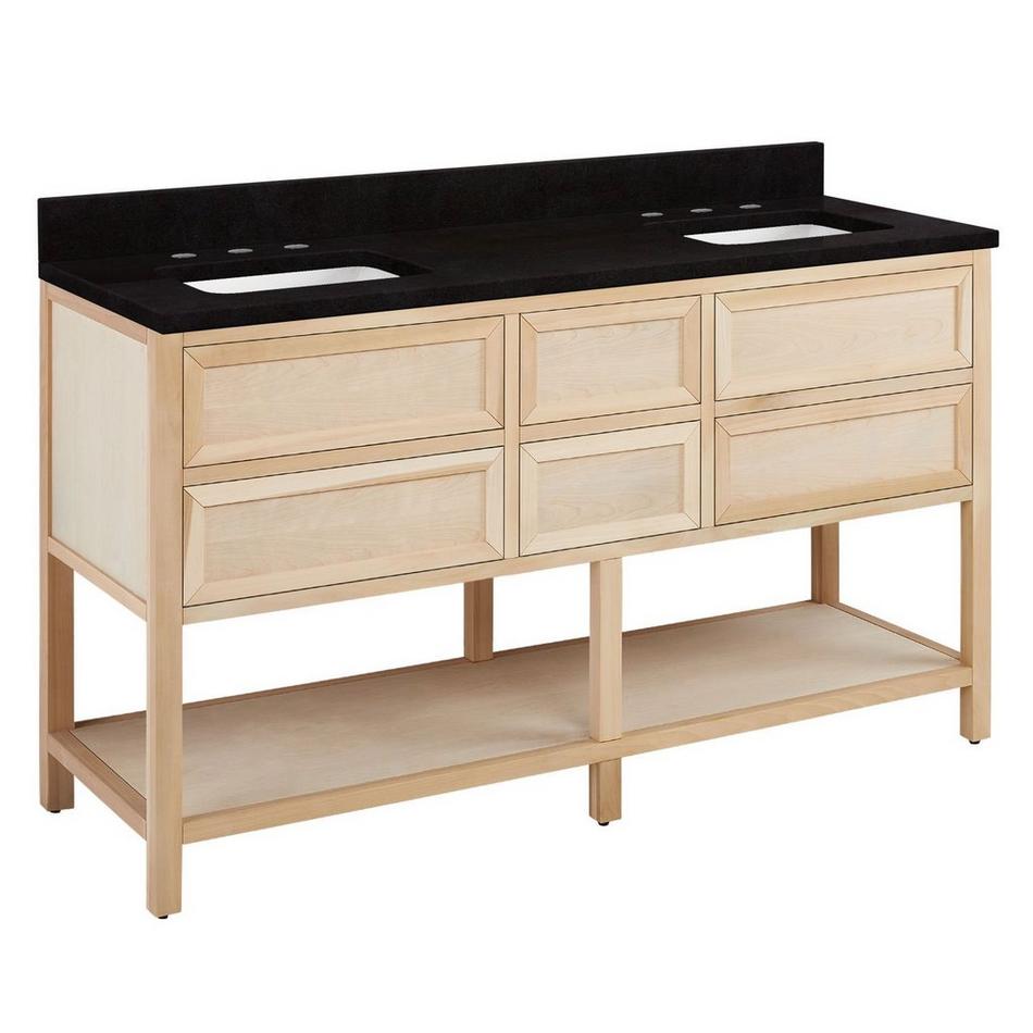 60" Robertson Vanity with Rectangular Undermount Sinks - Unfinished - Carbon Black Quartz Widespread, , large image number 0