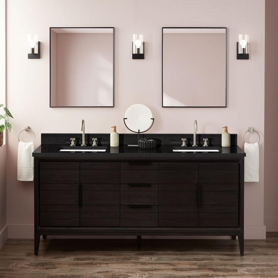 72" Aliso Teak Vanity with Rectangular Undermount Sink - Charred Timber Black - Carbon Black - 8", , large image number 0