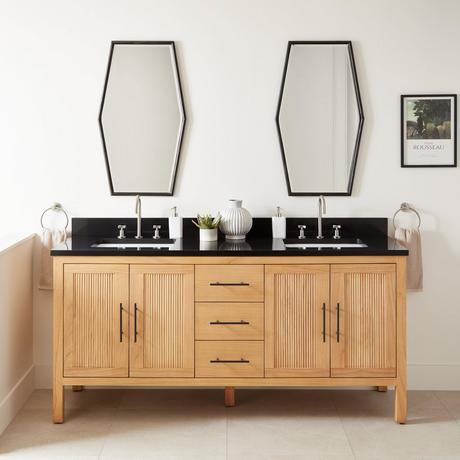 72" Ayanna Mindi Double Vanity with Rectangular Undermount Sinks - Natural Mindi