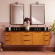 72" Dita Wall-Mount Double Vanity with Rectangular Undermount Sinks - Honey Oak - Carbon Black - 8", , large image number 0